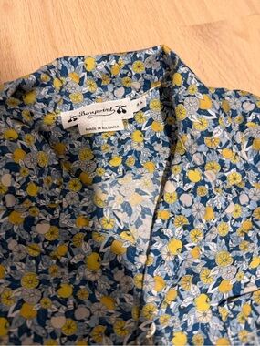 Bonpoint Blue Shirt with Yellow & White Citrus Print
